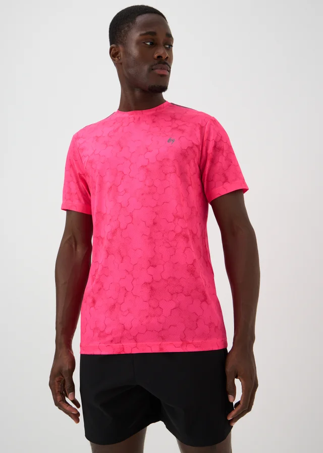 Souluxe Pink Hexagon Print Sports T-Shirt