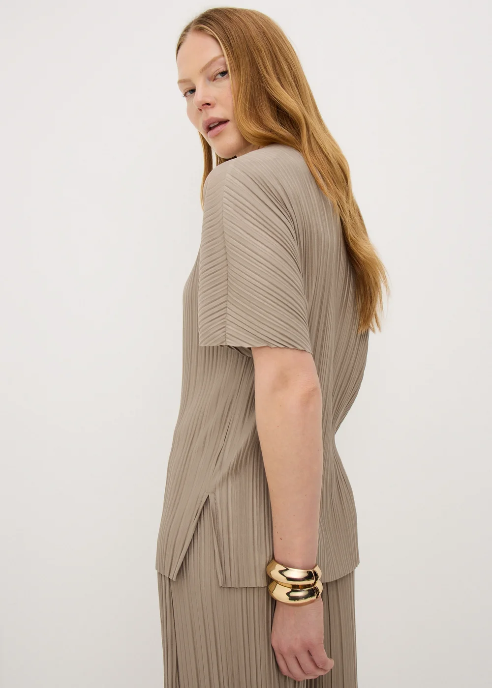 Taupe Plisse Co Ord Top - 10 Image 1