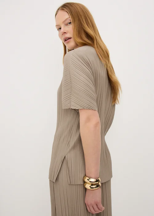 Taupe Plisse Co Ord Top - 10 Image 1