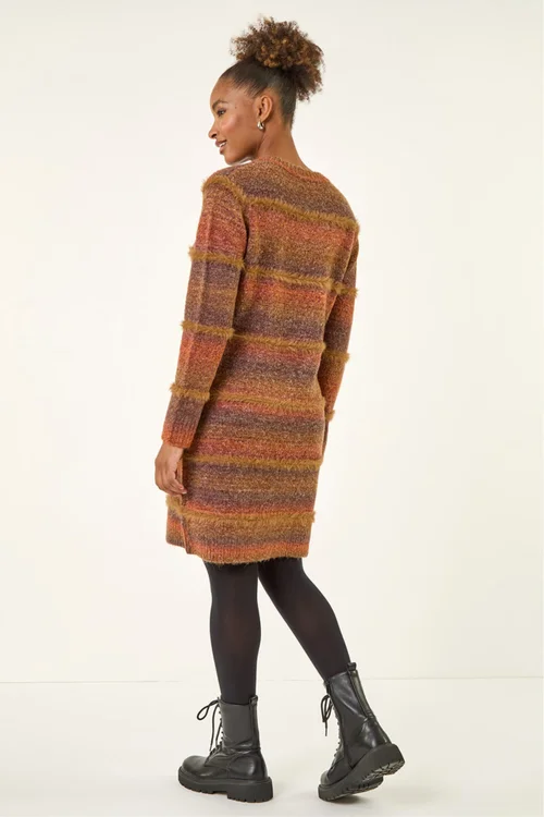 Roman Chocolate Stripe Knit Jumper Dress - 16 Image 3