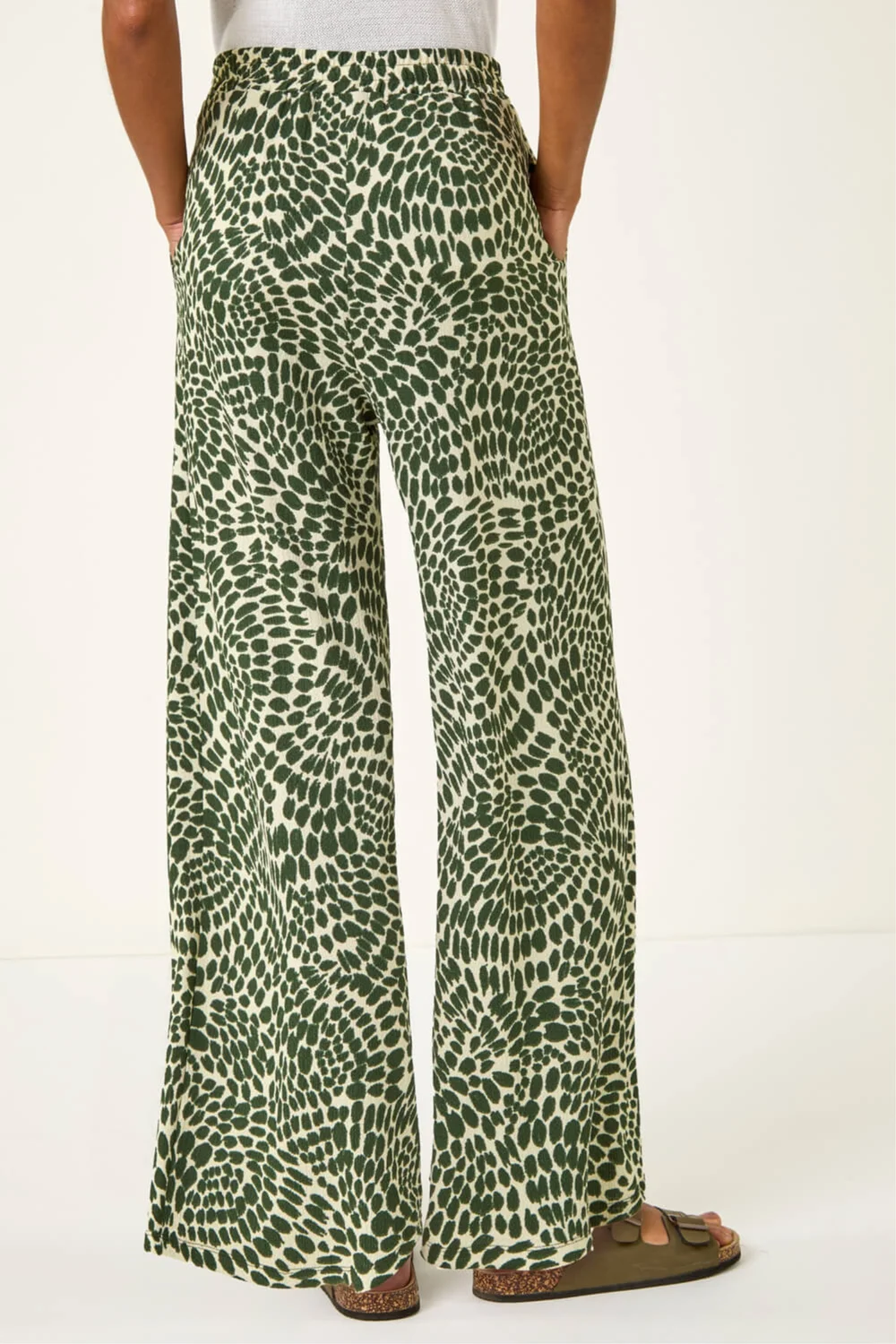 Roman Khaki Abstract Wide Leg Trouser - 14 Image 4