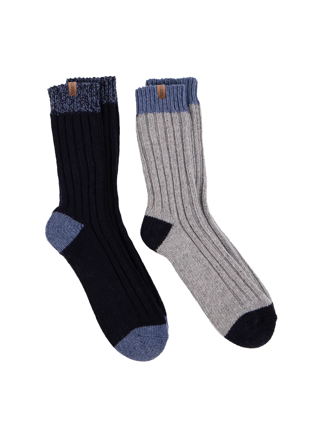 Totes Toasties Mens Chunky Twist Wool Blend Boot Socks 2 Pack - One Size Image 1