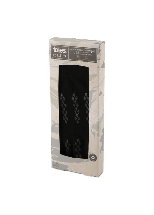 Totes Isotoner Black Stretch Knitted SmarTouch Gloves - One Size Image 3