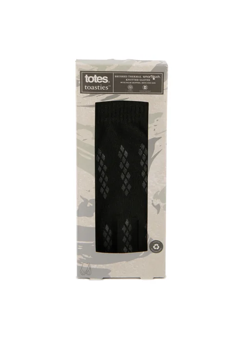 Totes Isotoner Black Stretch Knitted SmarTouch Gloves - One Size Image 4