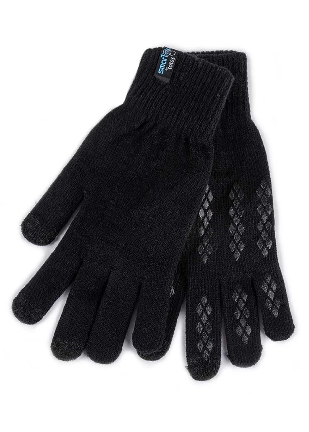 Totes Isotoner Black Stretch Knitted SmarTouch Gloves - One Size Image 1