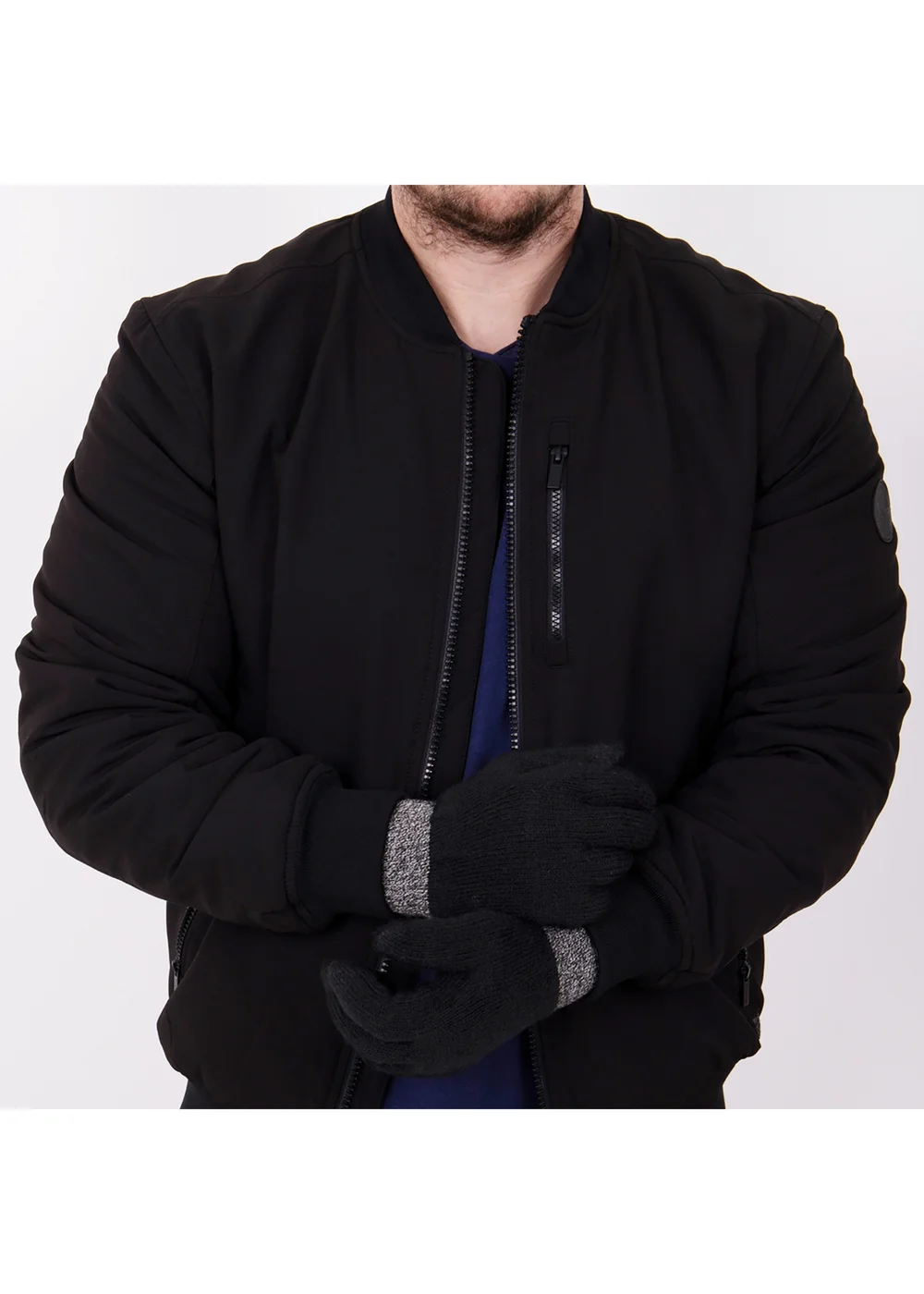 Totes Isotoner Black Stretch Knitted SmarTouch Gloves - One Size Image 3