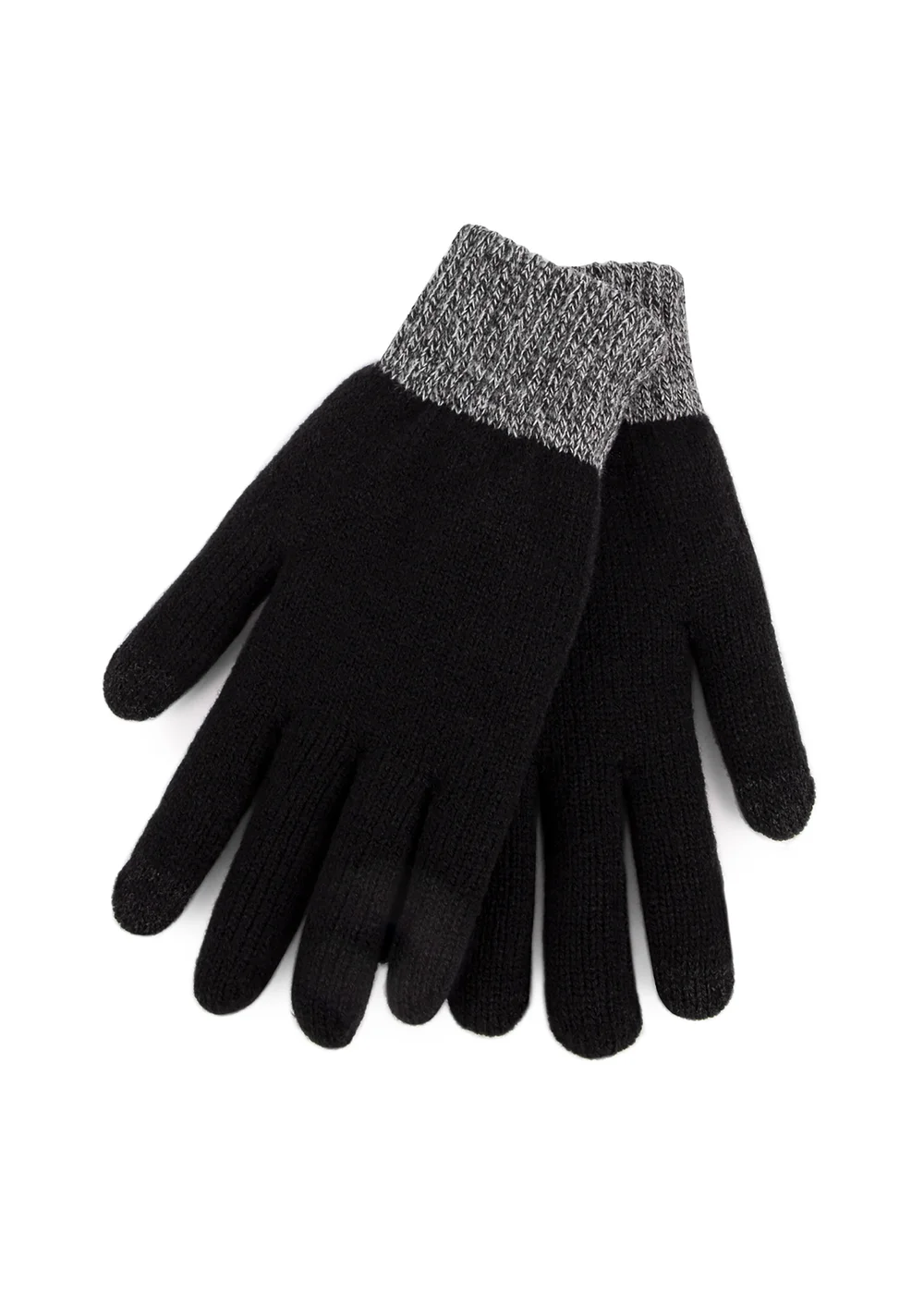 Totes Isotoner Black Stretch Knitted SmarTouch Gloves - One Size Image 1