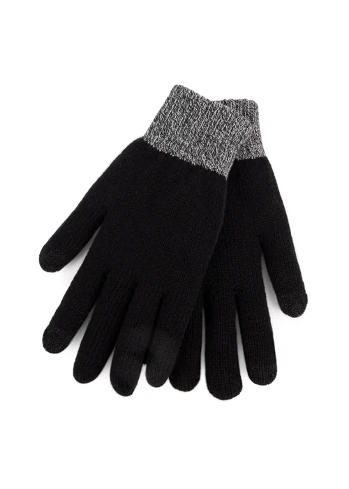 Totes Isotoner Black Stretch Knitted SmarTouch Gloves - One Size Image 1