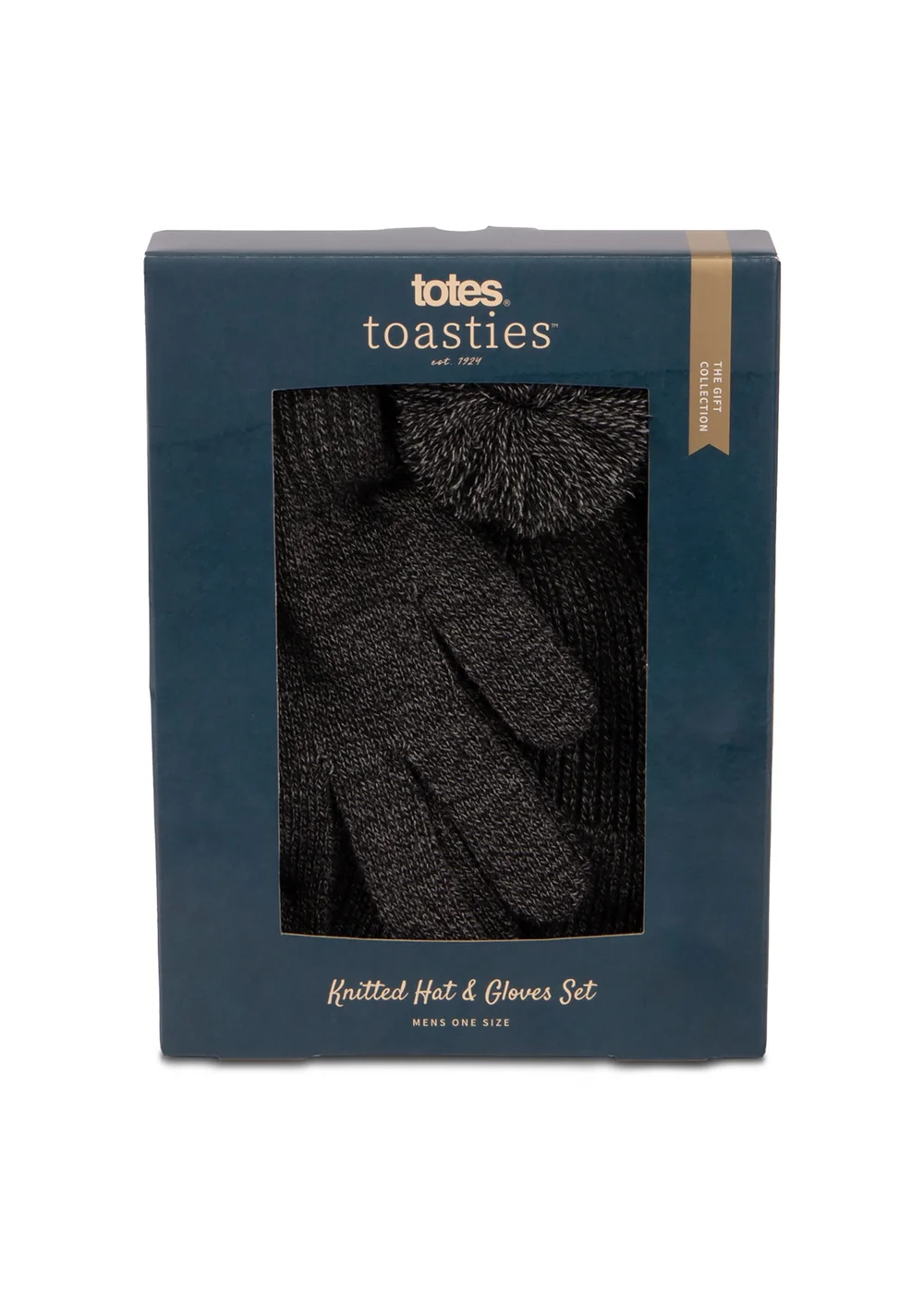 Totes Isotoner Black Grey Hat & Glove Gift Set - One Size Image 3