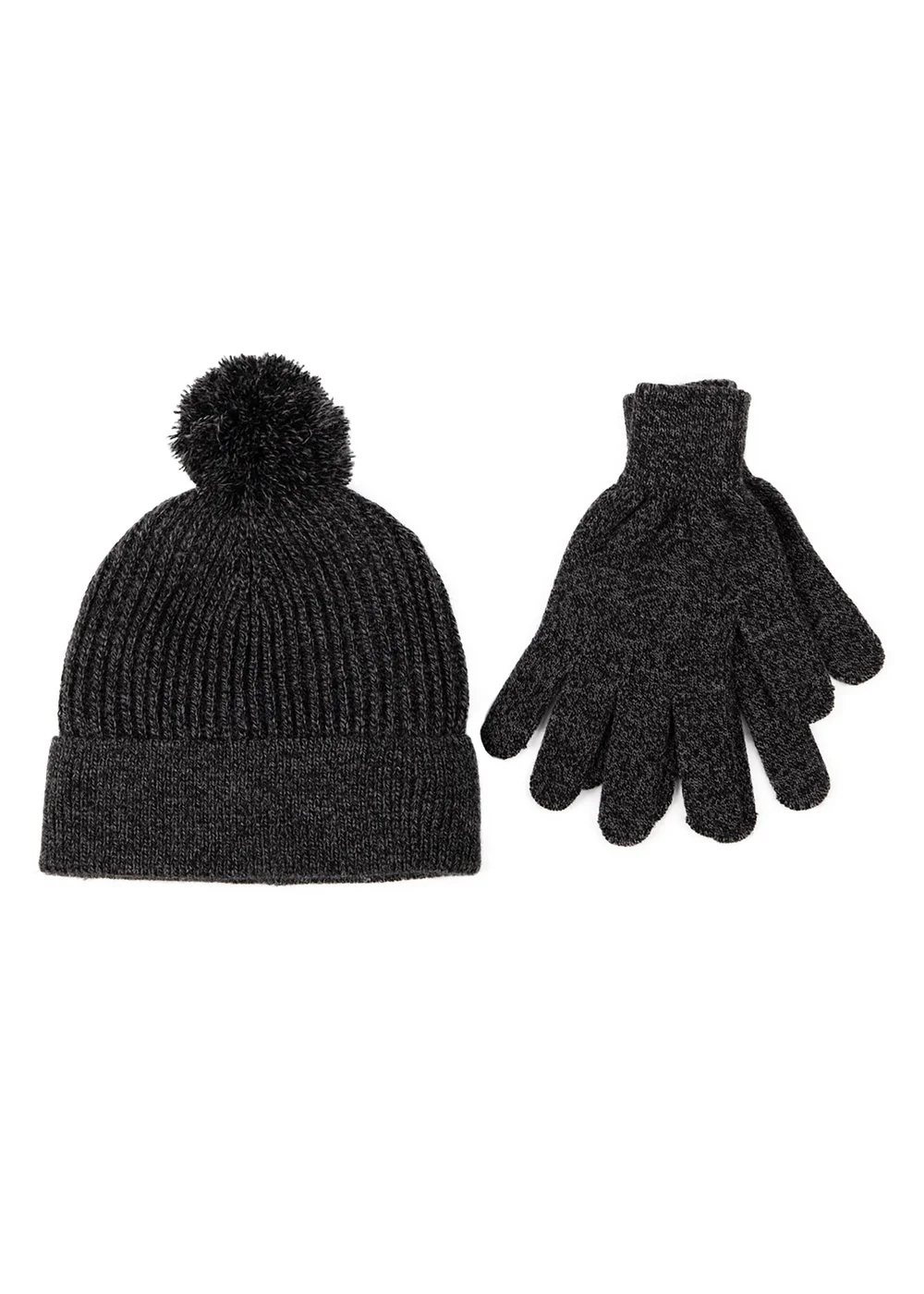 Totes Isotoner Black Grey Hat & Glove Gift Set - One Size Image 1