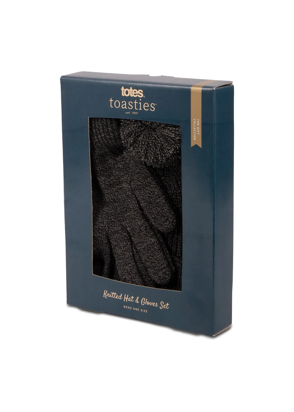Totes Isotoner Black Grey Hat & Glove Gift Set - One Size Image 4