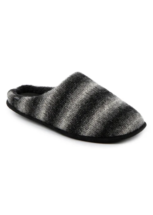 Totes Isotoner Grey Knitted Ombre Mule Slipper - 11-12 Image 4
