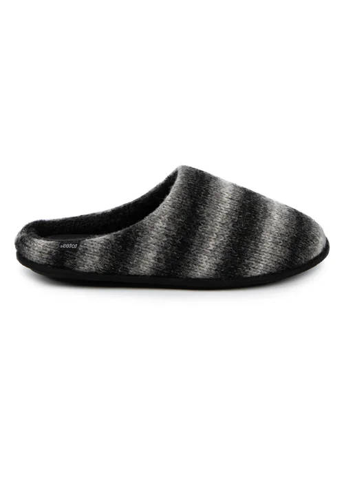 Totes Isotoner Grey Knitted Ombre Mule Slipper - 11-12 Image 5