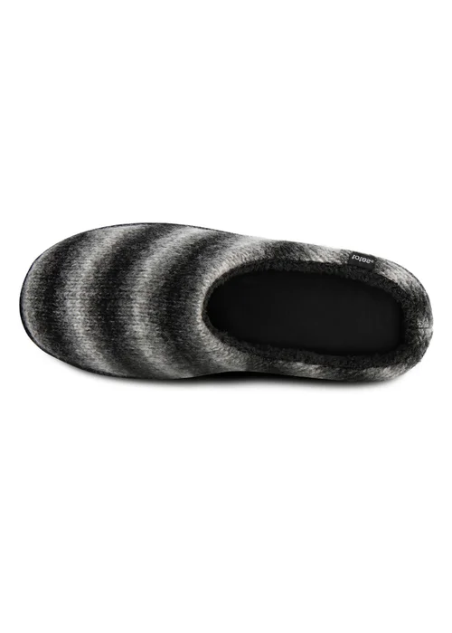 Totes Isotoner Grey Knitted Ombre Mule Slipper - 11-12 Image 6