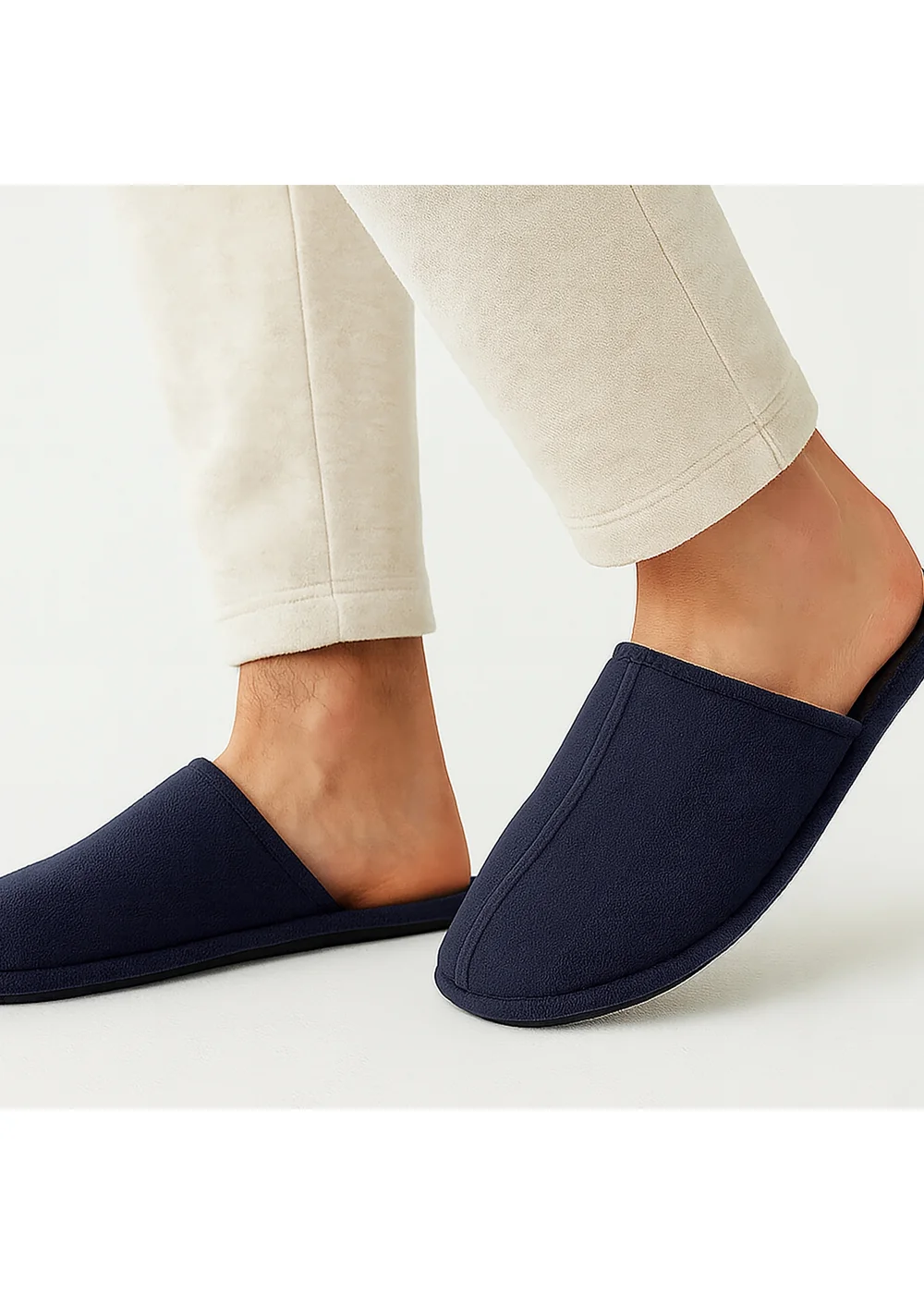 Totes Isotoner Navy Centre Seam Mule - 7-8 Image 2