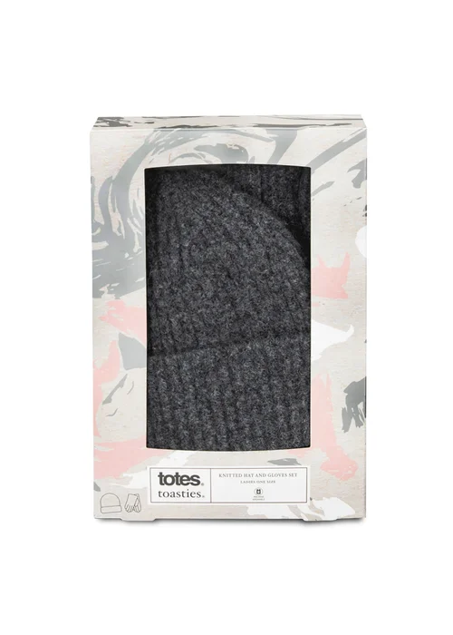 Totes Isotoner Charcoal Knitted Hat & Glove Gift Set - One Size Image 4