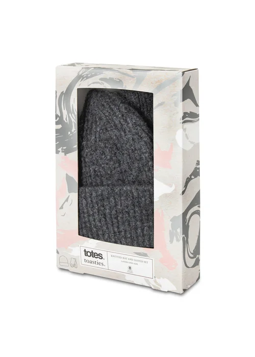 Totes Isotoner Charcoal Knitted Hat & Glove Gift Set - One Size Image 3