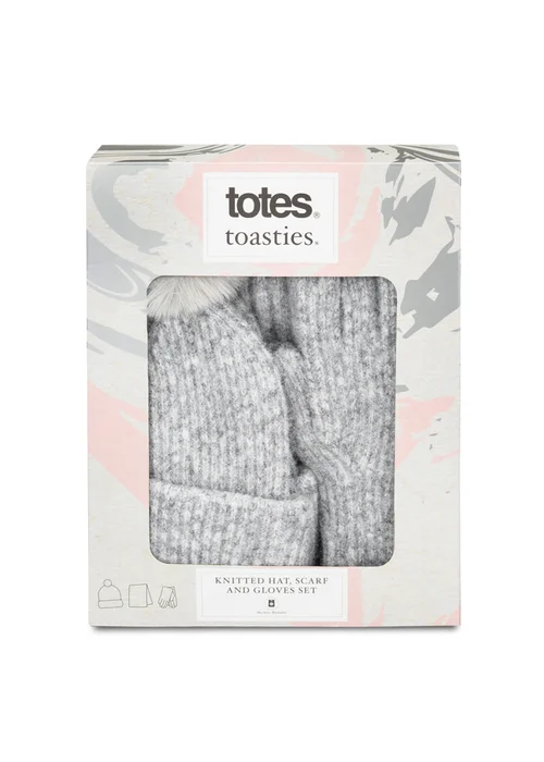 Totes Isotoner Grey Hat Scarf & Glove Gift Set - One Size Image 4