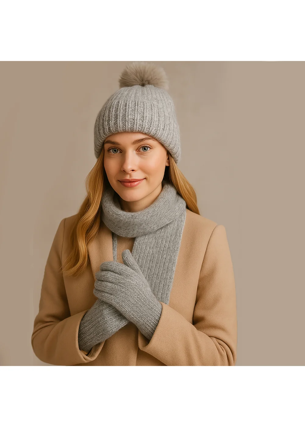 Totes Isotoner Grey Hat Scarf & Glove Gift Set - One Size Image 2