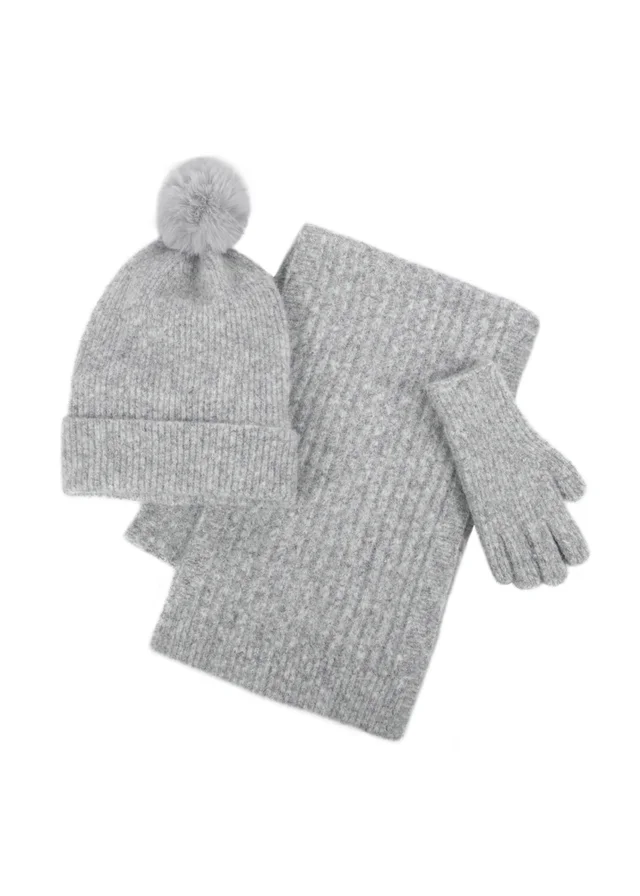 Totes Isotoner Grey Hat Scarf & Glove Gift Set