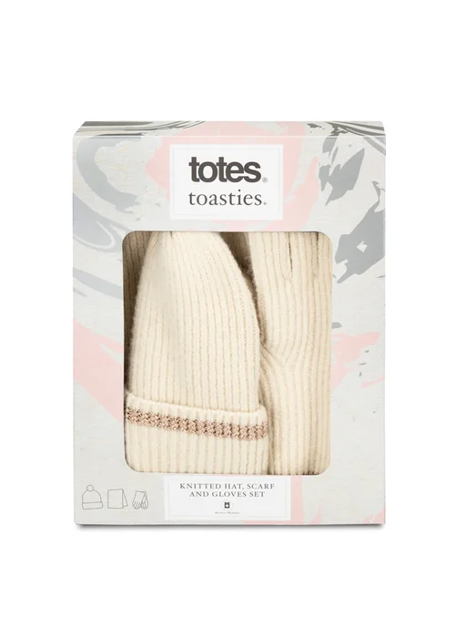 Totes Isotoner Oat Knitted Hat Scarf & Glove Gift Set - One Size Image 4