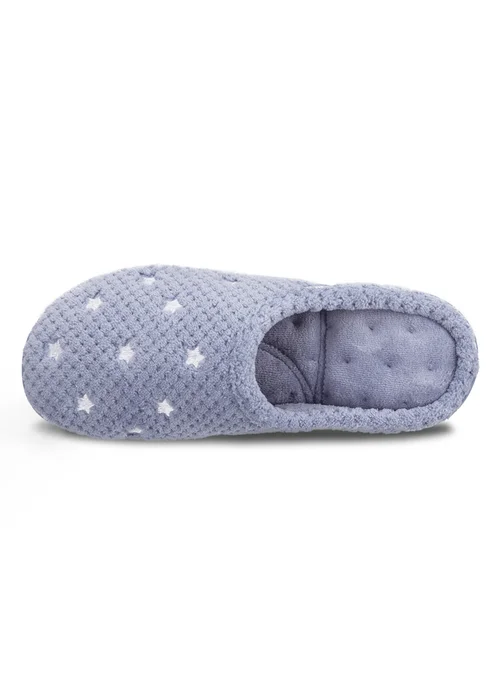 Totes Isotoner Blue Star Popcorn Terry Mule Slippers - 8 Image 5