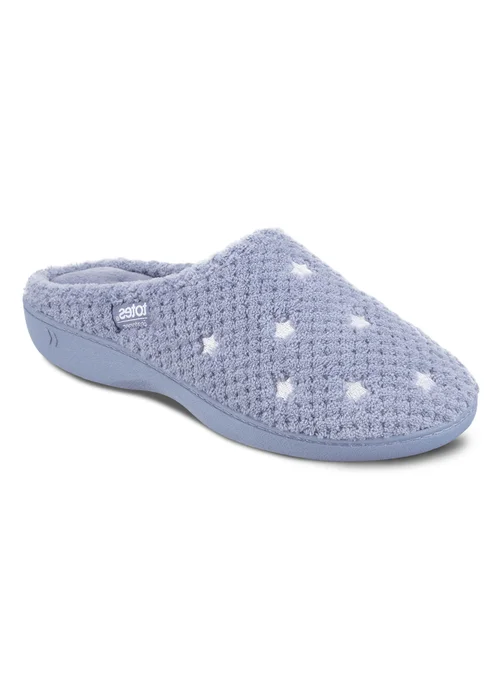 Totes Isotoner Blue Star Popcorn Terry Mule Slippers - 8 Image 3