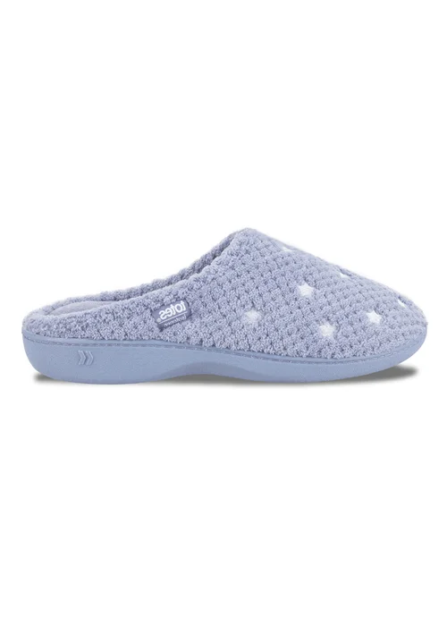 Totes Isotoner Blue Star Popcorn Terry Mule Slippers - 8 Image 4