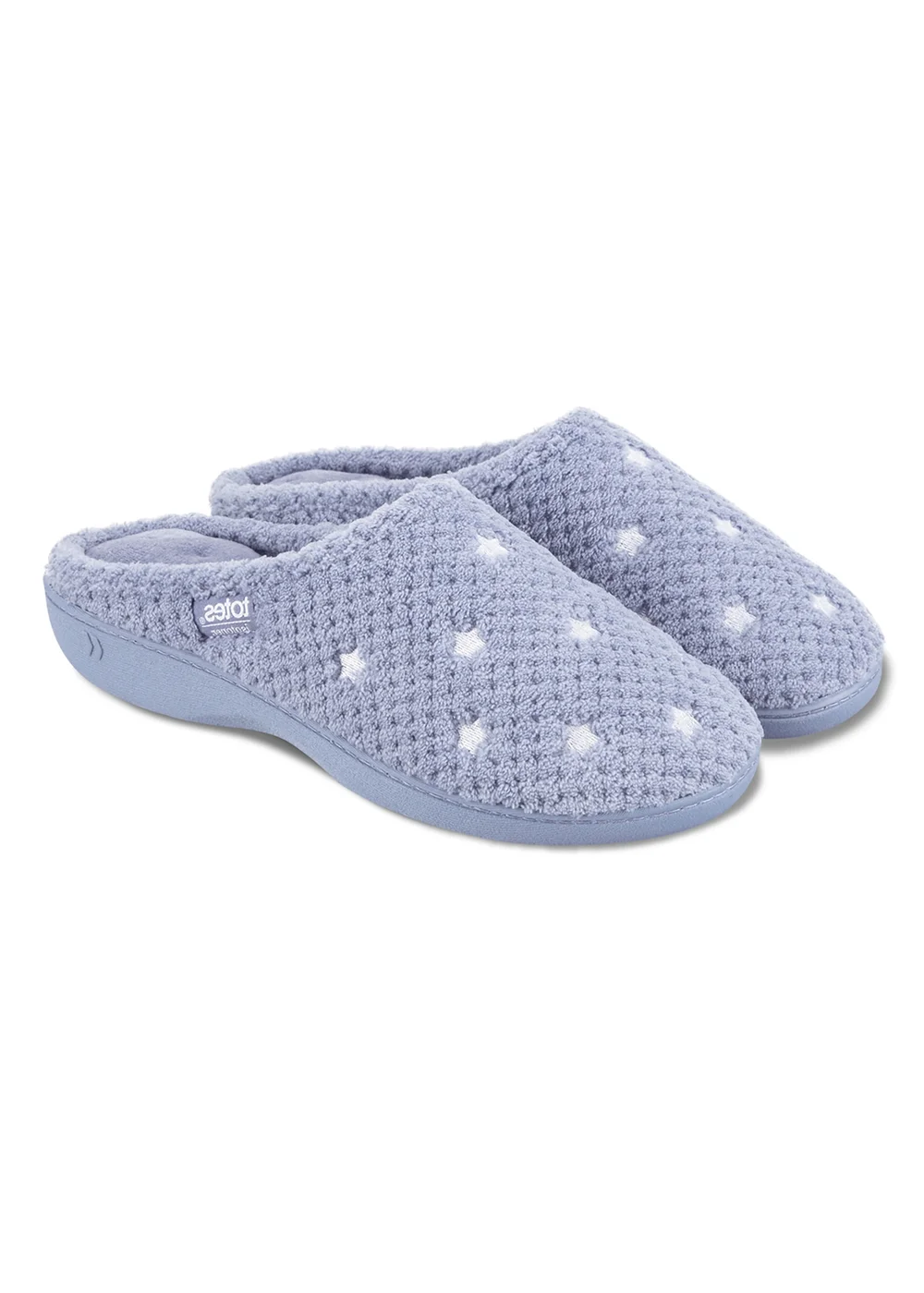 Totes Isotoner Blue Star Popcorn Terry Mule Slippers - 8 Image 1