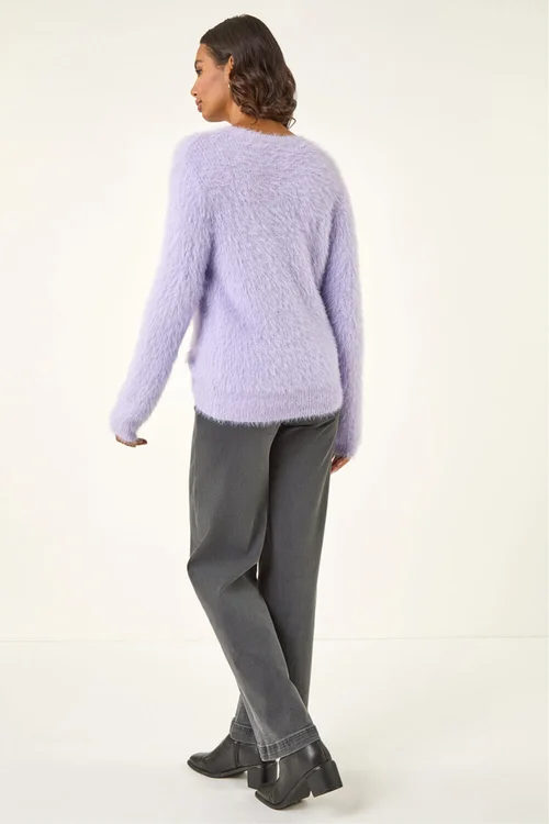 Roman Lilac Embellished Fluffy Knit Jumper - 20 Image 3