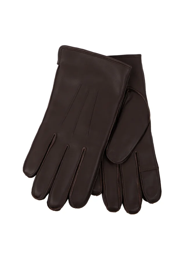 Totes Isotoner Chocolate 3 Point Leather SmarTouch Glove