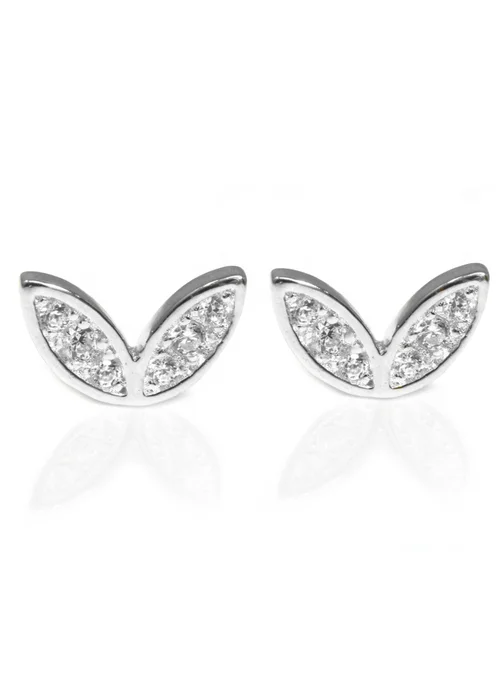 Say It With Silver Winged Earrings with CZ Stones - One Size Image 1