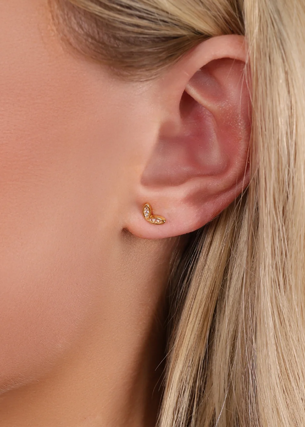 Say It With Gold Winged Earrings with CZ Stones - One Size Image 2