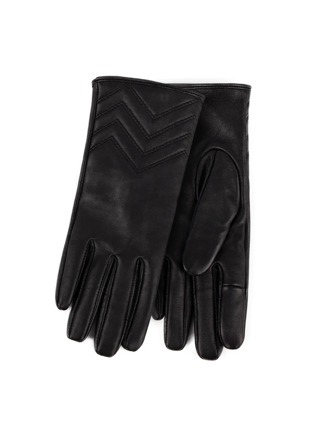 Totes Isotoner Black SmarTouch Cashmere Lined Leather Gloves - Medium Image 1