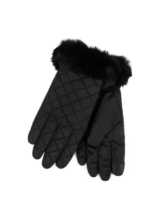 Totes Isotoner Black SmarTouch Water Repellent Padded Gloves - Large/Extra Large Image 1