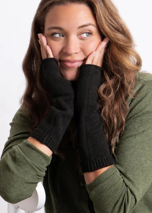 Totes Isotoner Black Soft Touch Knit Fingerless Glove - One Size Image 2