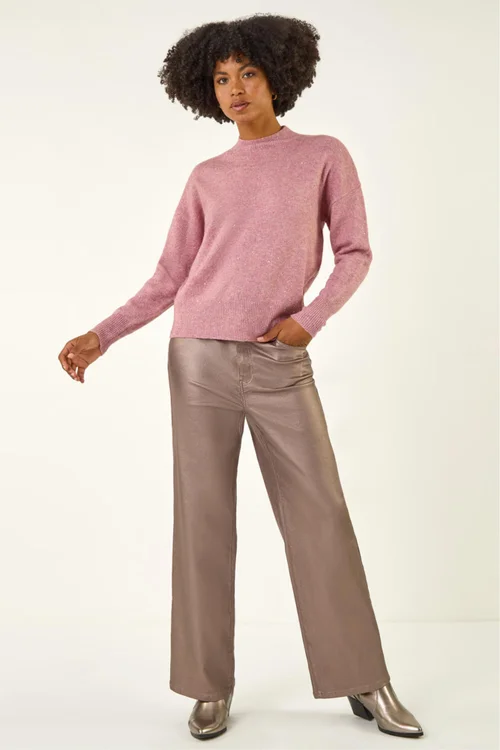 Roman Pink Sequin Crew Neck Knit Jumper - 16 Image 2