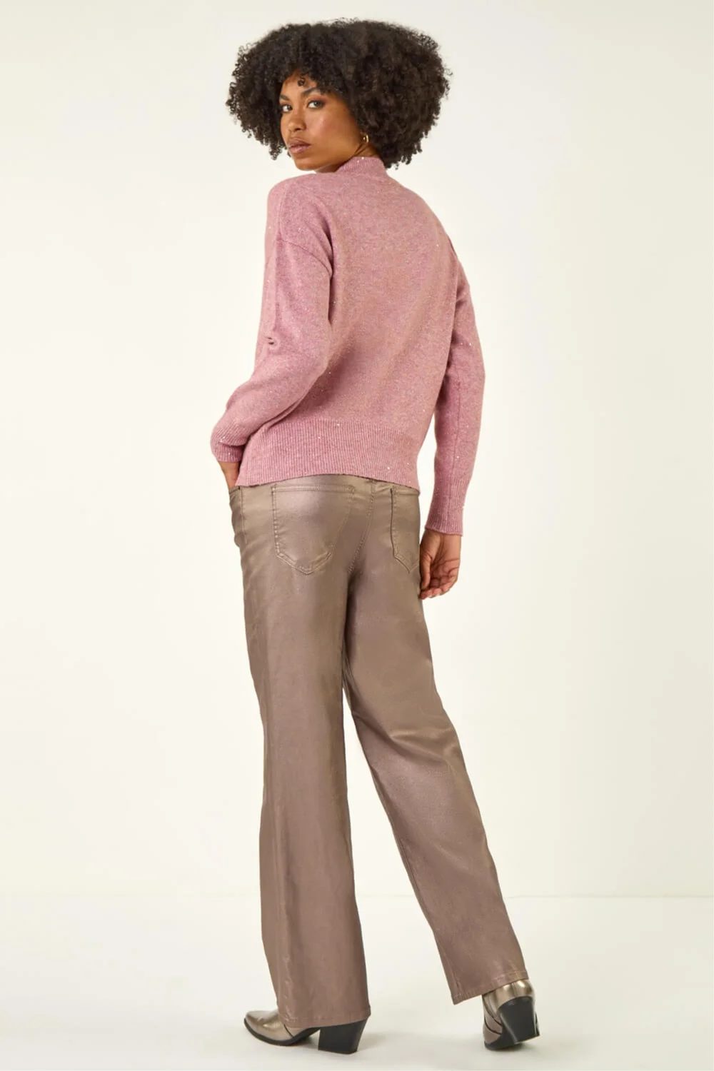 Roman Pink Sequin Crew Neck Knit Jumper - 16 Image 3