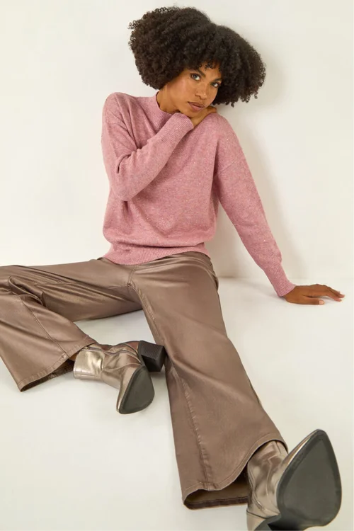Roman Pink Sequin Crew Neck Knit Jumper - 16 Image 4