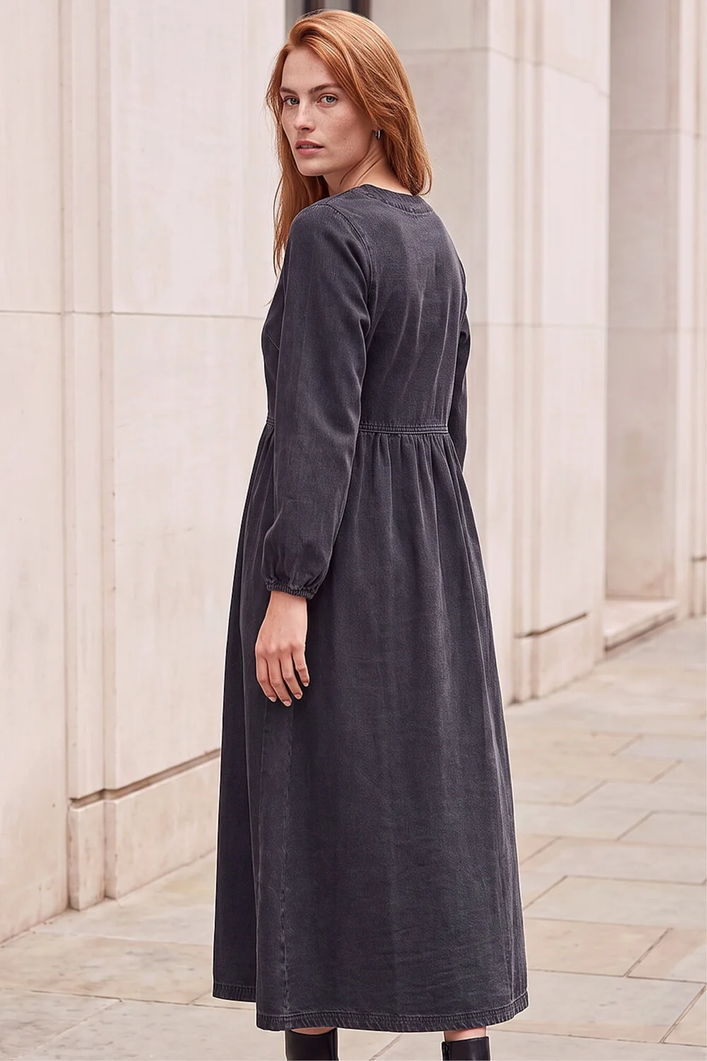 Roman Black Denim Button Through Midi Dress - 18 Image 2