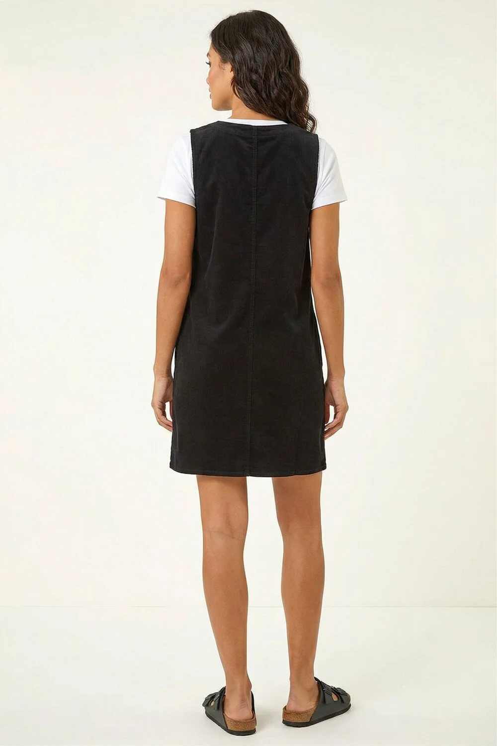 Roman Black Cotton V-Neck Button Pocket Dress - 14 Image 4