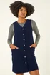 Roman Navy Cotton V-Neck Button Pocket Dress - 12 Image 1