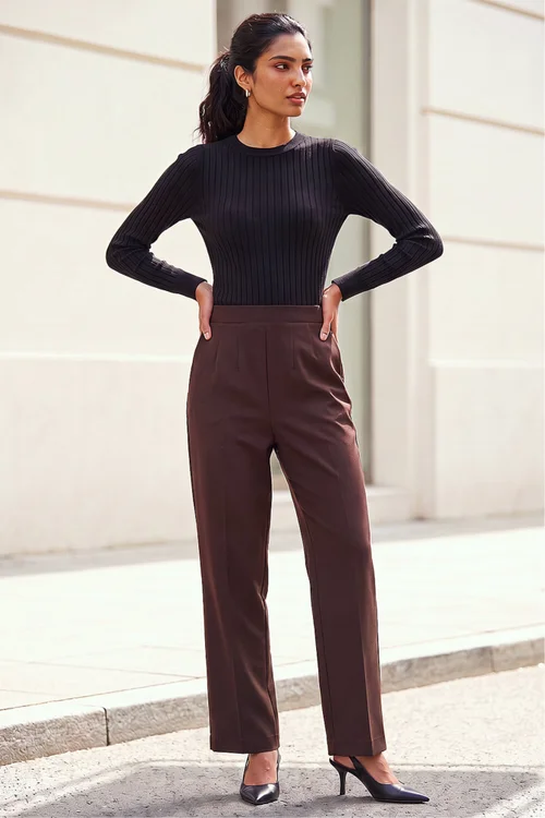 Roman Chocolate Straight Leg Ponte Trouser - 12 Image 2