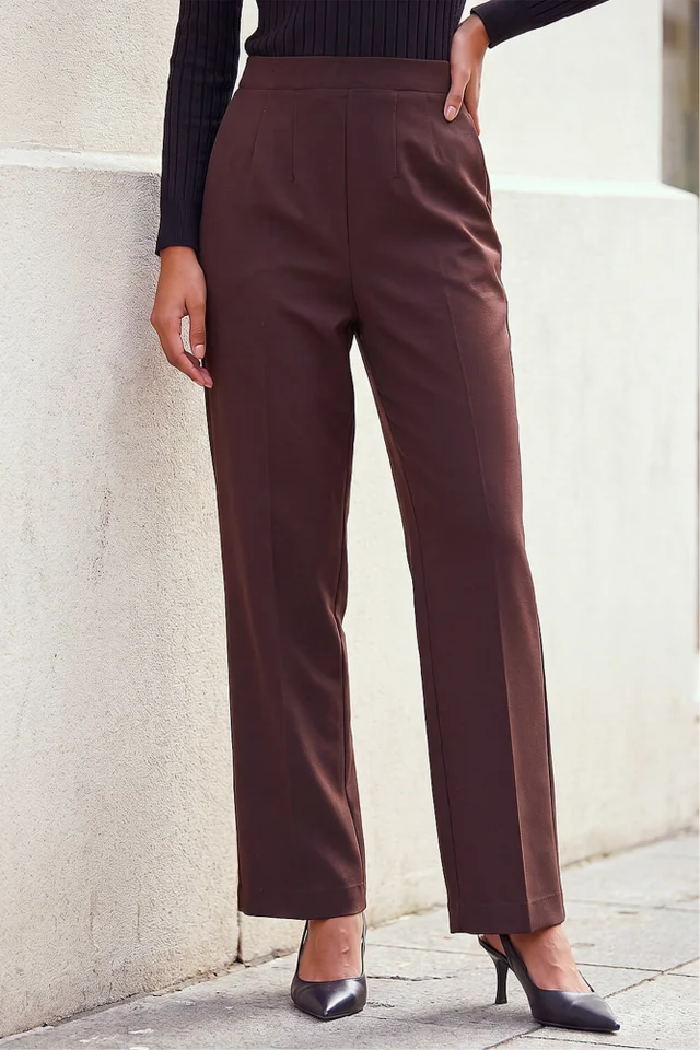 Roman Chocolate Straight Leg Ponte Trouser