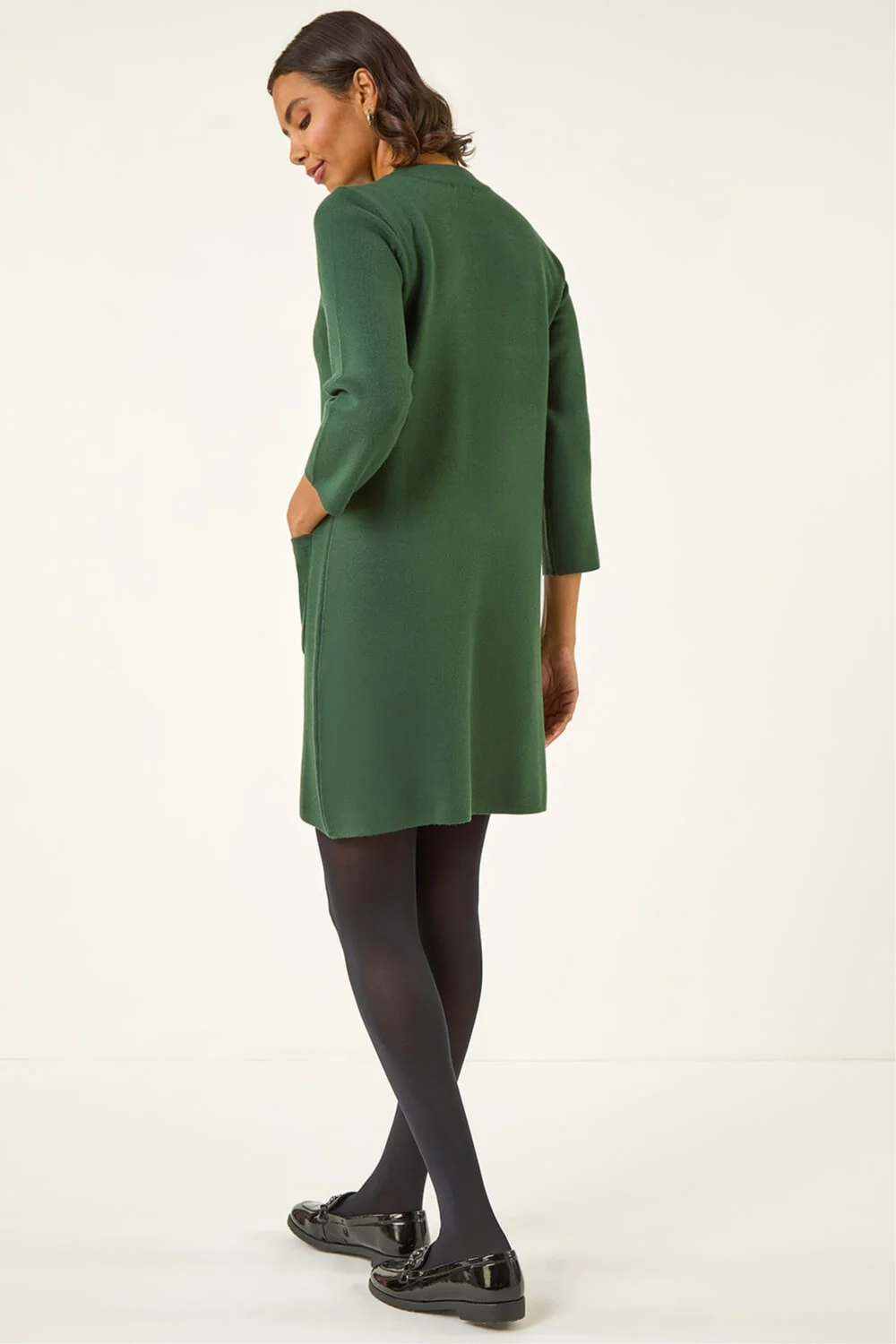 Roman Dark Green Patch Pocket Knit Dress - 20 Image 4