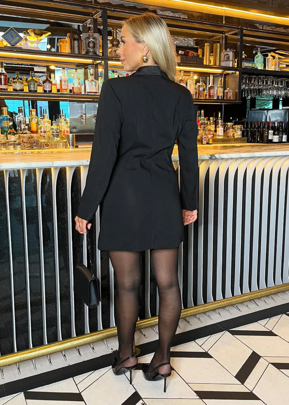 knee length dresses for ladies Satin Blazer Dress: Silky Mini Dress