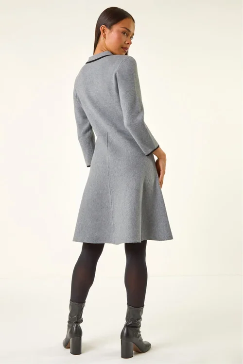 Roman Grey Petite Collared Knit Dress - 12 Image 3