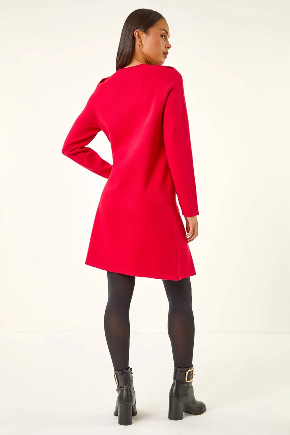 Roman Red Petite Buttoned Knit Dress - 10 Image 3