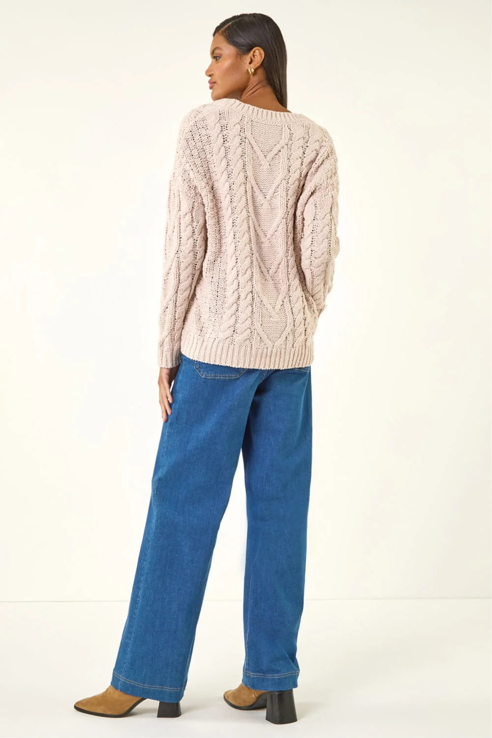 Roman Stone V-Neck Cable Knit Jumper - 14 Image 3