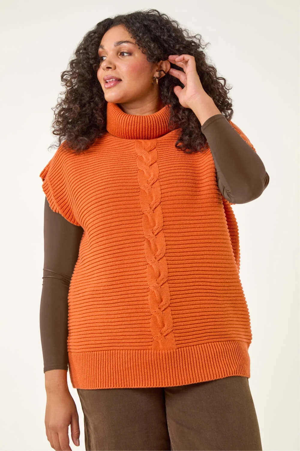 Roman Rust Curve High Neck Tabard Knit Top - Size 22-24 Image 4
